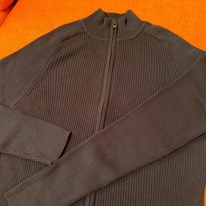 DKNY cotton black zipper sweater